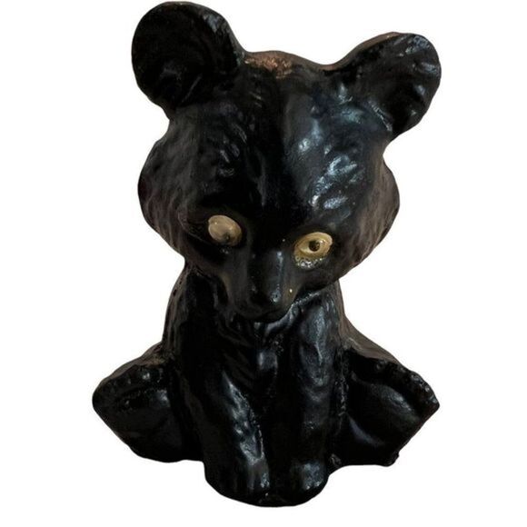 Vintage Black Bear Resin Googly Eyes Mini Figurine 2 1/2 Inches Tall - Picture 2 of 6